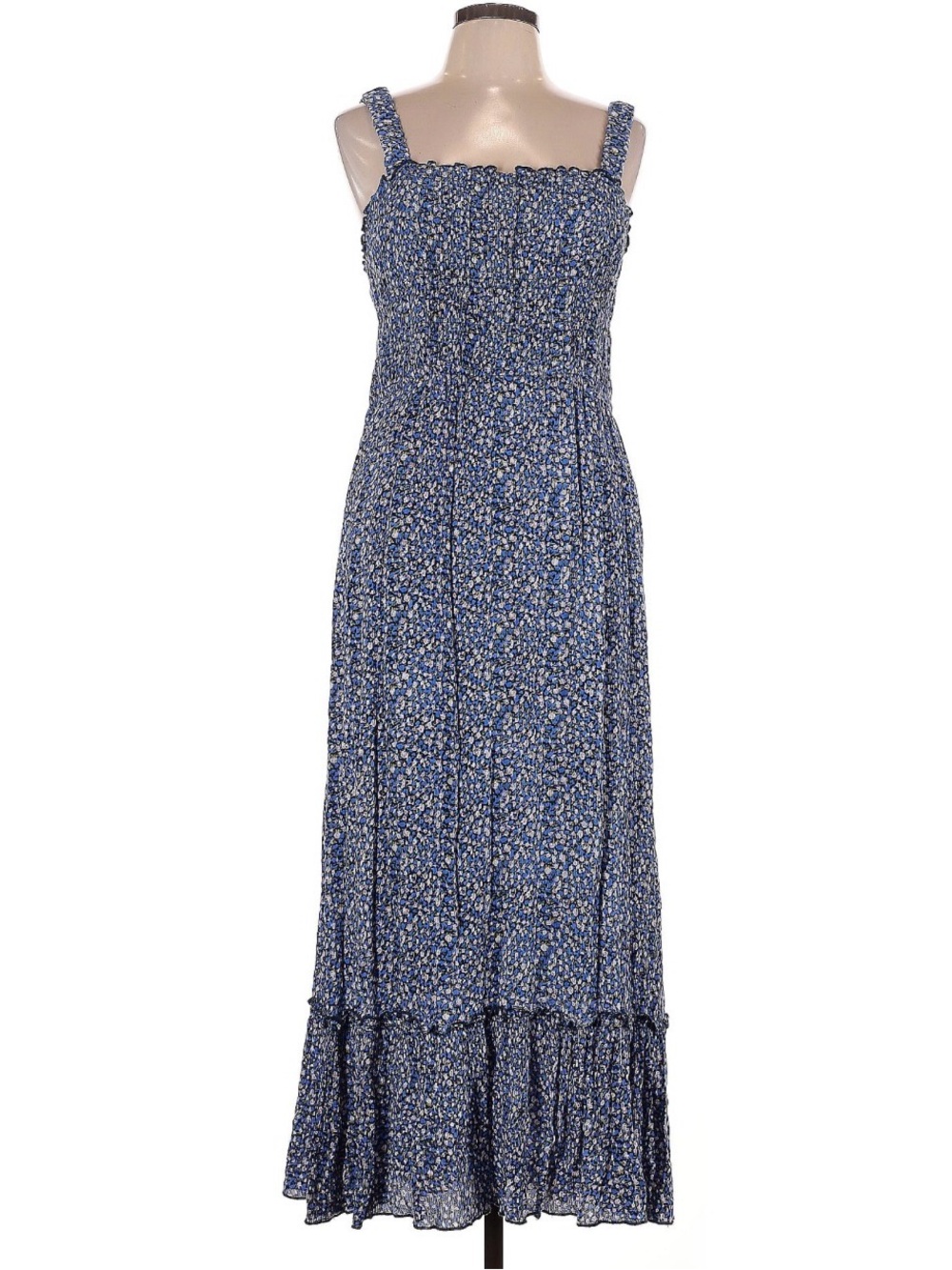 Urban Outfitters Smocked Blue Floral Maxi Dress
